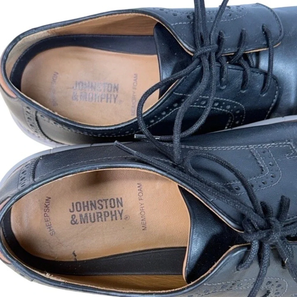 Johnston & Murphy Men's Black Leather Lace-Up Shoes Size 11.5 M‎